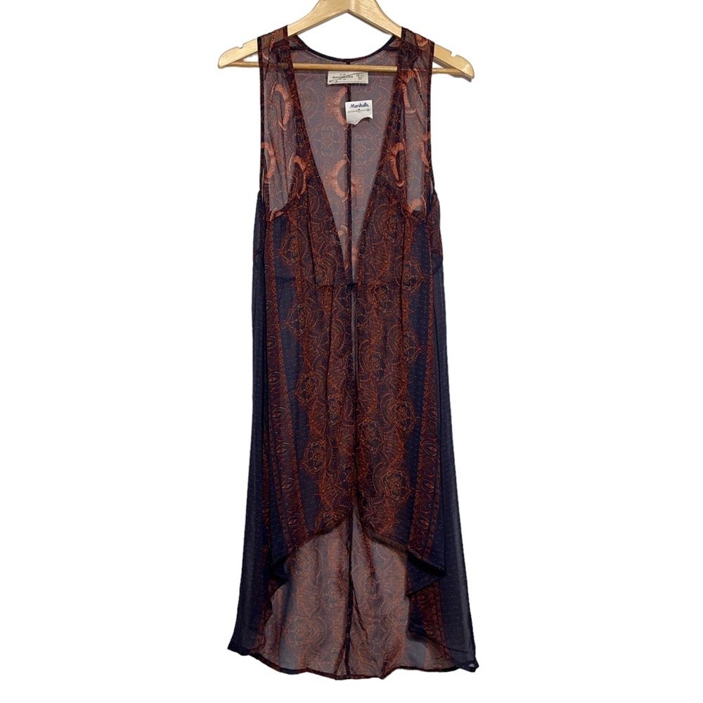 NWT Abercrombie & Fitch Sheer Sleeveless Floral Duster/Cover/Long Vest - Picture 3 of 4